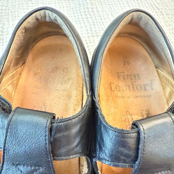 Finn Comfort Mary Jane Shoes Size 39 Black Leather Cut Out Buckle Germany - Picture 9 of 11